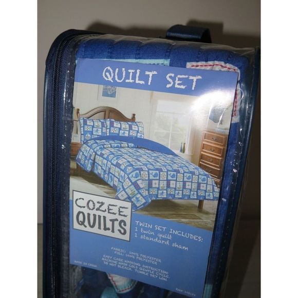 Cozee Quilts Little Sailor TWIN Quilt & Shams Set Beach Ocean Boat Whale $100 - Picture 7 of 8